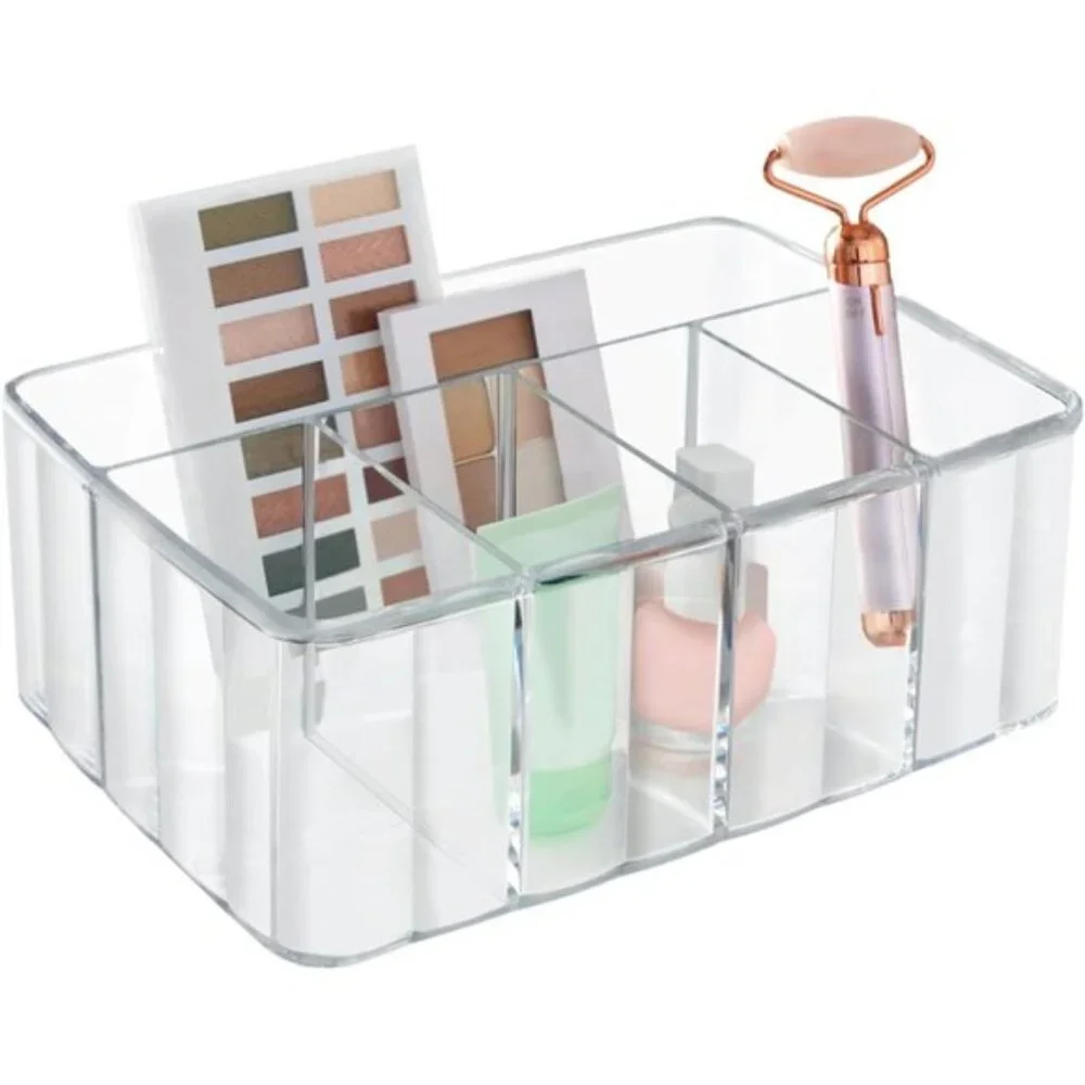 New Clear 5-Compartment Organizer, Makeup, Vanity & Desk Storage Bin Caddy